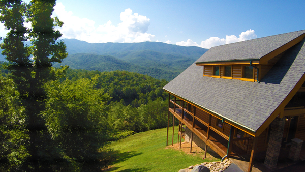 aerial photo of a cabin